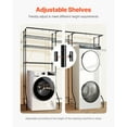 thumbnail image 5 of KFFKFF Storage Racks Above Washer and Dryer, 6-Level Laundry Room Drying Stand with Hanging Rod and Hooks, Dual Row Adjustable Space Optimizer, Ideal for Laundry Room Storage & Arrangement, Black, 5 of 9