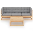 thumbnail image 2 of Casafoyer 4 Piece Garden Lounge Set with Cushions Solid Pinewood, 2 of 3