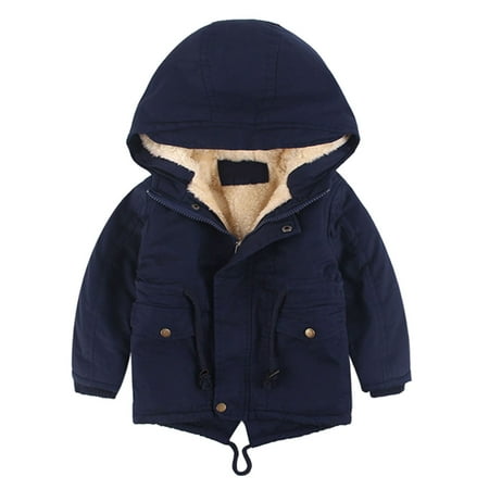 

Aompmsdx Kids Boys Girls Winter Thicken Coat Solid Hooded Jacket Toddler Windproof Thick Warm Outwearbaby Girl Clothes