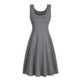 thumbnail image 1 of Innerwin Robe d'Été de Plage Col Rond Femmes Robes Midi Fête Couleur Unie Robe Longue Grise G, 1 of 3
