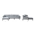 thumbnail image 6 of Mid Century Style Microfiber Velvet Futon Sectional, Light Grey, 6 of 6