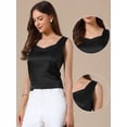 thumbnail image 2 of DARING DIVA Women's Satin Tank Tops V Neck Dressy Casual Sleeveless Silk Camisole Top 2XL Black, 2 of 6