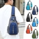 thumbnail image 1 of Bolsa de pecho para hombre - Bolsa bandolera de nylon resistente al agua con múltiples compartimentos • Tira reflectante • Agujero para auriculares • 36x20x9cm, 1 of 4