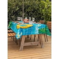 thumbnail image 3 of Outdoor Tablecloth with Umbrella Hole for Patio/Picnic/Party/Camping, Summer Swimming Pool Waterproof Table Cloth Rectangle Table Cover Washable, Floral Plumeria Leaves Blue Plaid (60"x 102"), 3 of 8