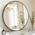 thumbnail image 2 of BEAUTYPEAK 24" Wall Mirror Bathroom Mirror Wall Mounted Round Mirror, Black, 2 of 9