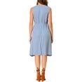 thumbnail image 3 of INSPIRE CHIC Women's Sleeveless Solid Button Front Drawstring Dress, 3 of 6