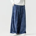 thumbnail image 6 of YueHuiYing Men's Casual Loose Wide Leg Pants Tie Corduroy Trousers With Drawstring Elastic Waist Full Length Pants, 6 of 7