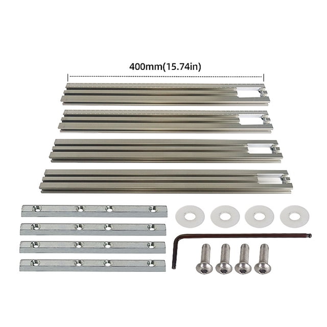 Woodworking Router Guide Rail Bracket Set, Type E - Metal Adjustable 400mm Fence with Scale Guide Rails, Sliders, Gaskets, Screws & Wrench for Precise Trimming, Grooving, Inlay & DIY Woodworking