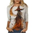 thumbnail image 2 of Mgmyaa Halloween Shirts for Women 3/4 Sleeve Fall Halloween Pattern Round Neck T-Shirts Plus Size Costumes Blouses Size S-5XL, 2 of 5