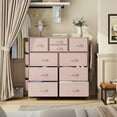 thumbnail image 2 of LainTene 10 Drawer Dresser, Fabric Dressers for Bedroom, Modern Storage Chest of Drawer with Side Pockets for Home Entryway, Guest Room, Small Spaces, Pink, 2 of 7