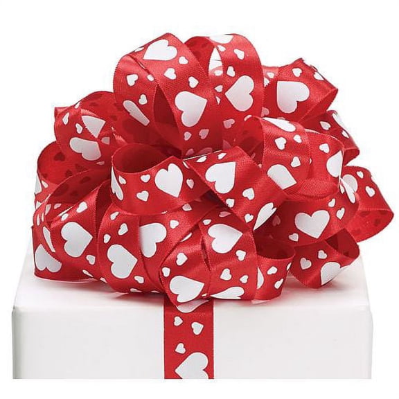 Burton & Burton Ribbon #5 Val Red White Hearts 20 Yards