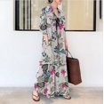 2023 new Japanese Korean style cotton linen printed lapel long sleeve