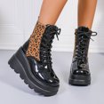 thumbnail image 4 of SACFOF Women's Goth Platform Ankle Boots Buckles Chunky Block Wedge Side Zipper Heels Round Toe Punk Motorcycle Comfy Short Gothic Booties High Heel Lace Up Studded Stacked, 4 of 5