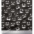 thumbnail image 1 of Soimoi Rayon Crepe Fabric Monster Face Halloween Printed Fabric 1 Yard 46 Inch Wide, 1 of 1