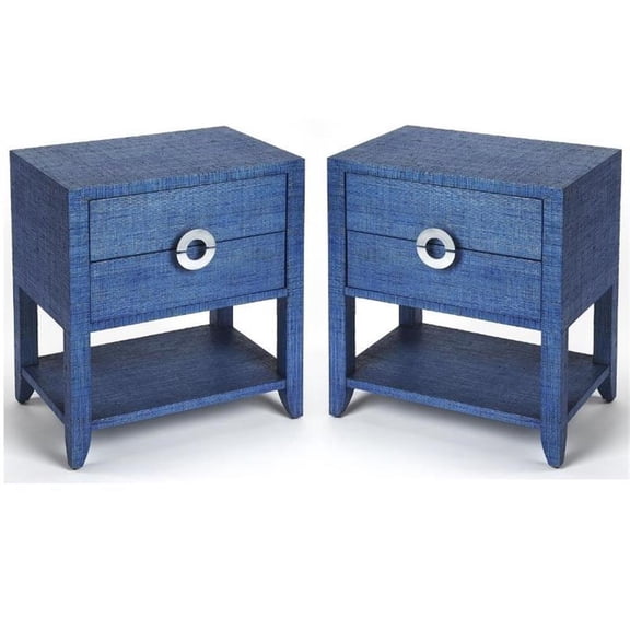 Home Square 28"H Modern End Table in Ocean Blue Finish - Set of 2
