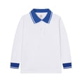 thumbnail image 4 of Crunowin Boys School Uniform Polo Cotton Shirt Long Sleeve Autumn Collared Casual Kids Base Layer Top Navy Size 3T, 4 of 6