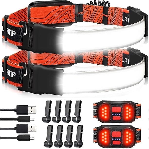 2-PACK Rechargeable LED Headlamp Flashlight, 230 Lighting, 3.6oz lightweight headlight, 800 Lumen, 3 Modes, Built in Batteries, Waterproof Headlamp Fl