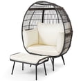 thumbnail image 2 of Costway 2 PCS Patio Wicker Lounge Basket Set Oversized Egg Chair with Soft Cushions, 2 of 10