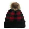 thumbnail image 3 of QQAMB Women's Knitting Beanie Hat Cap Winter Check Plaid Brim Outdoor Warm Headwear Cable Hats, 3 of 3