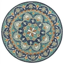 6 ft. Floral Mandala Round Rug, Blue