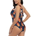 thumbnail image 4 of Honeii American Football and Fire Flames for women's one-piece swimsuit featuring a chic one-shoulder design experience elegance and style in the water-Small, 4 of 6