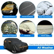 SUV Full Car Cover Upgraded Material Waterproof Car Cover Outdoor Sun UV Rain Protection Black