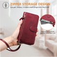 thumbnail image 5 of Étui pour OnePlus 10R Prime Portefeuille à Fermeture Éclair à Rabat avec Porte-Cartes, Cadre Photo, Support et Lanière, Cuir PU Rouge, 5 of 5