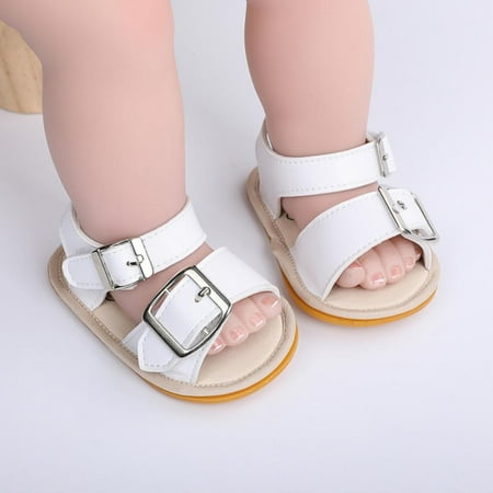 

Toddler First Walking Sandals Shoes 2 Straps Summer Dress Sandals Infant Shoes Soft Sole Breathable First Walker Newborn Shoes for Baby Girls 0-18 Month Outdoor Beach Shoes Gift for Newborns White
