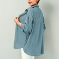 thumbnail image 5 of Olyvenn Oversized Button Down Shirts for Women Casual Long Sleeve Tunic Tops Loose Fit Work Blouses Lightweight Shirt Blue XXXL, 5 of 9
