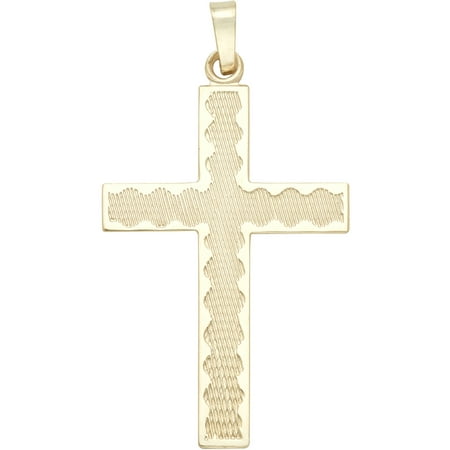 10kt Gold Florentine Textured Cross with Scalloped Border