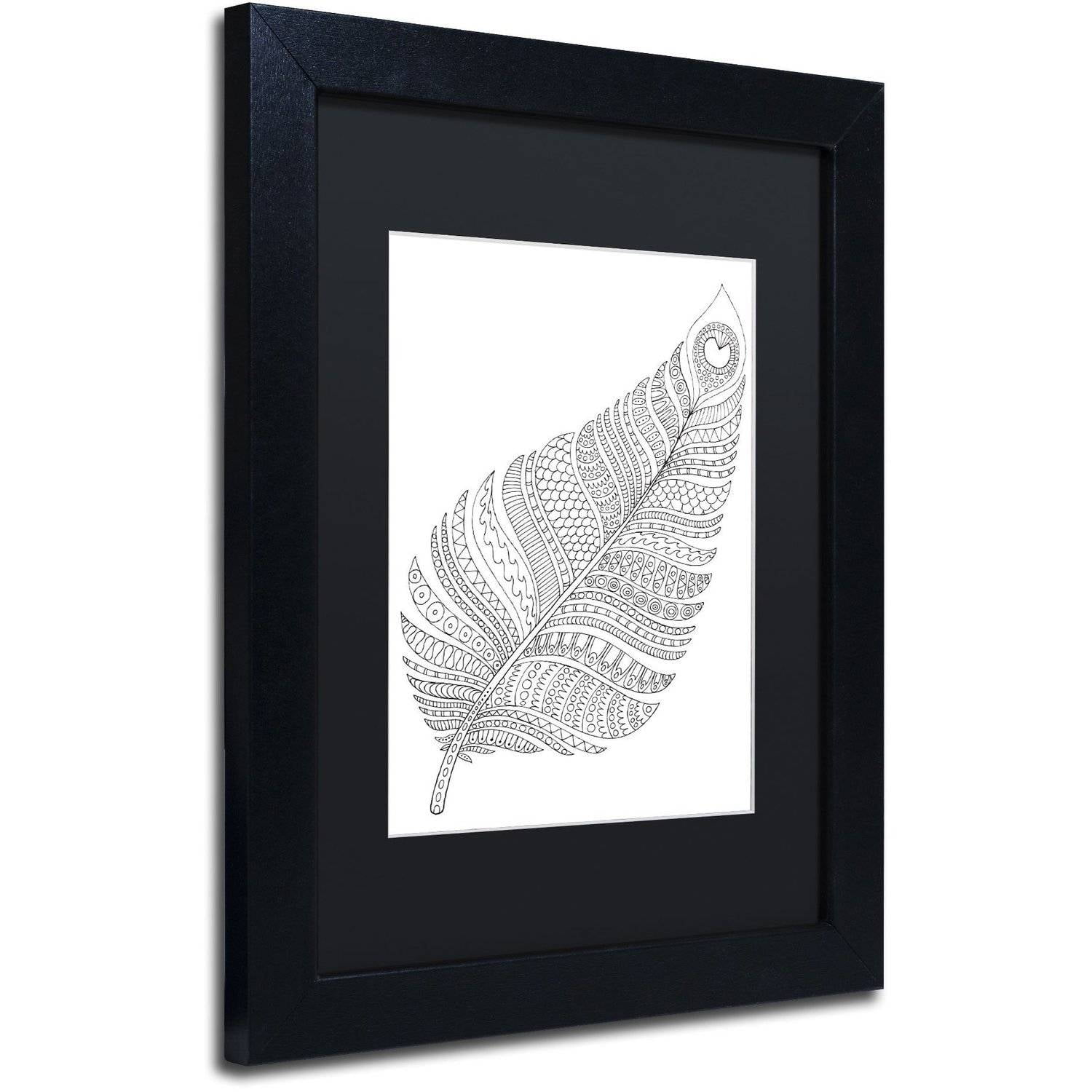 Trademark Fine Art "Single Feather" Canvas Art by Hello Angel, Black Matte, Black Frame