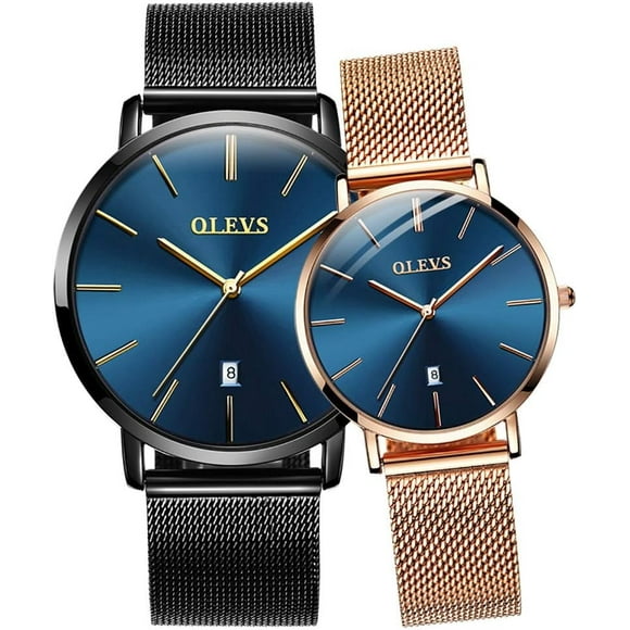 Couples Watches Men and Women Watches Ultra Thin Quartz AnalogWrist Watches Casual Stainless Steel His and Hers