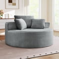 thumbnail image 3 of Muumblus Oversized Round Lounge Chaise Chair Indoor,Boneless Cloud Couch with 3 Pillows, No Assembly Required, Modern Accent Chair for Living Room, Gray Chenille, 3 of 12