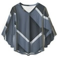 thumbnail image 4 of Abstract Geometric Wood Design Women's V-Neck Blouse With 3/4 Ruffled Bell Sleeves Casual Top Ladies Blouses, 4 of 7