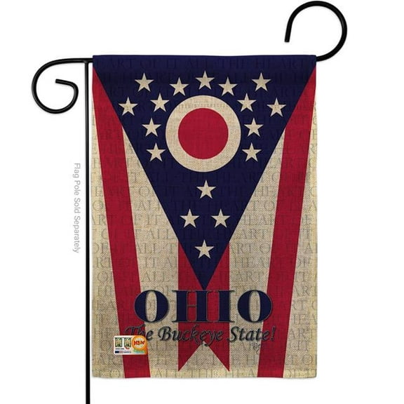 Breeze Decor BD-SS-G-108175-IP-DB-D-US13-BD 13 x 18.5 in. Ohio Burlap Americana States Impressions Decorative Vertical Double Sided Garden Flag