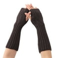 thumbnail image 2 of Mitaines Longues Sans Doigts Tricotées Solides pour Femmes, Chauffe-Poignets d'Hiver, 2 of 2