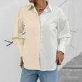 thumbnail image 2 of PENGXIANG Womens Button Down Shirts Long Sleeve V Neck Color Block Casual Plain Blouses Tops, 2 of 7