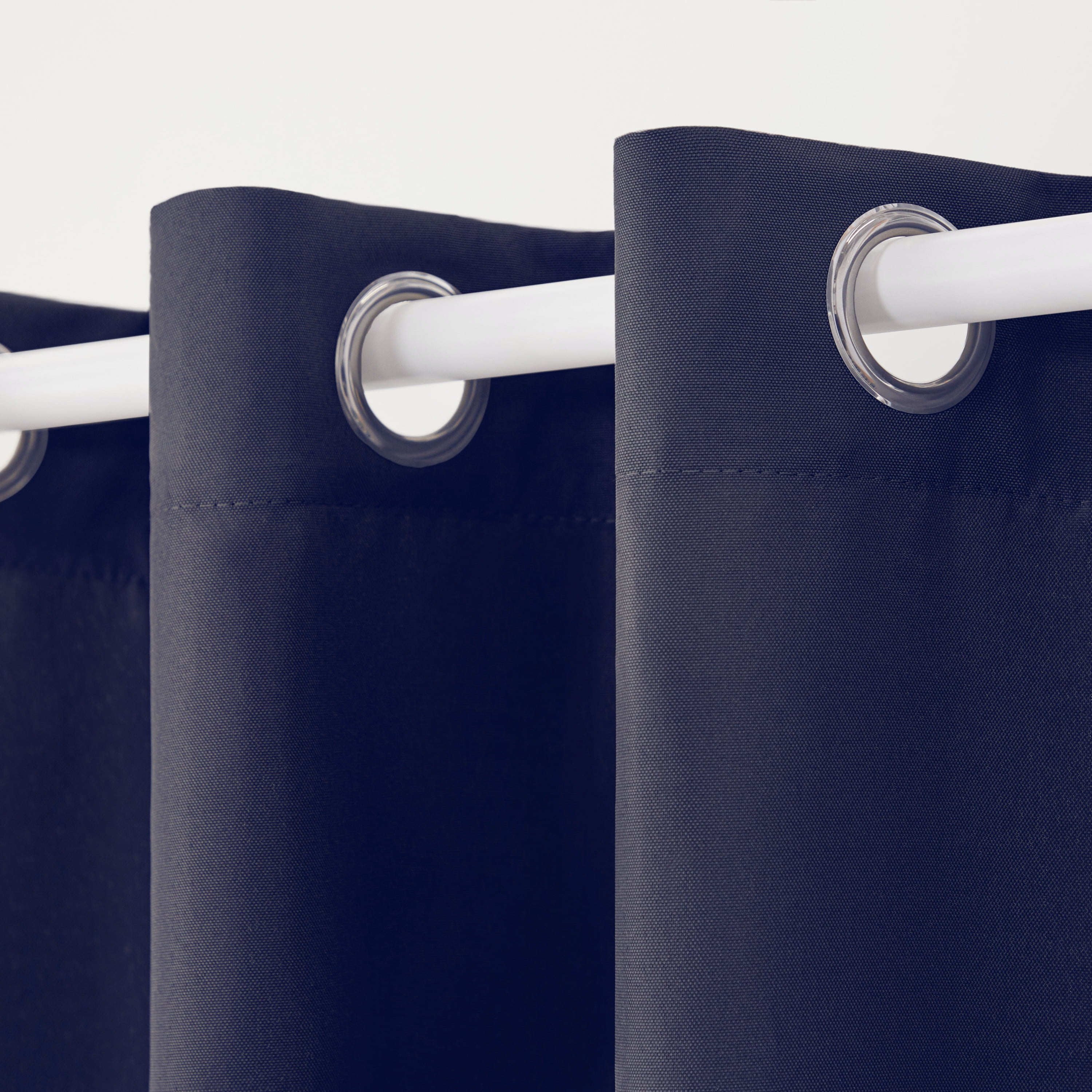 TOWN & COUNTRY BASICS Cabana Solid Heavyweight Indoor Outdoor Curtains, Light Filtering Opacity with Grommet Top, Water Repellent, 2-Pack Set, 54"x108", Dark Navy