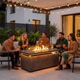 thumbnail image 2 of 51 in. Propane Rectangular Fire Pit Table with LED Light, 50,000 BTU Coating Steel Tabletop Fire Pit (Brown Wood Grain), 2 of 8