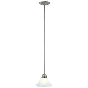 Design House 511634 Millbridge Traditional 1-Light Indoor Dimmable Mini Pendant with Alabaster Glass Shade for Kitchen island bar Bar, Satin Nickel