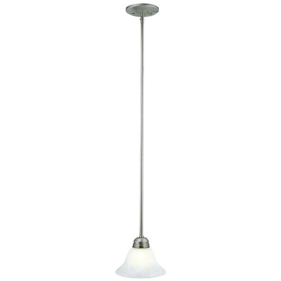 Design House Millbridge Traditional 1-Light Indoor Satin Nickel Dimmable Mini Pendant with Alabaster Glass Shade