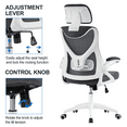 thumbnail image 6 of Alden Design High Back Ergonomic Mesh Office Chair with Adjustable Padded Headrest, White/Gray, 6 of 8