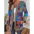 thumbnail image 3 of Cárdigan con estampado étnico para mujer, abrigos finos, blusa de manga larga, abrigos, Casual, CACAGOO Abrigo vintage de mujer, 3 of 7