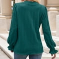 thumbnail image 4 of Spring Fashion!DianGeFu Womens Tops Long Sleeve Button Down Fashion Casual,Women's Winter V-Neck Puff Sleeve Knitted Solid Color Long Sleeve Top,Green,XXL, 4 of 4