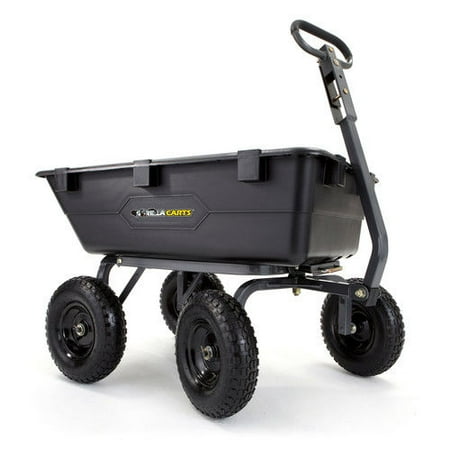 Gorilla Carts GOR6PS Heavy-Duty Poly Yard Dump Cart with 2-In-1 Convertible Handle, 1,200 lb Capacity,