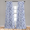 thumbnail image 5 of Ambesonne Blue Curtains, Modern Flowers Leaves Buds, Pair of 28"x84", Pale Blue Navy Blue, 5 of 5