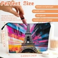 thumbnail image 2 of Makeup Bag Small Toilet Cosmetic Bags Travel Makeup Case Waterproof for Women Girls 6.7X9.45inches - Vivid Artistic - Eiffel Canvas, 2 of 7