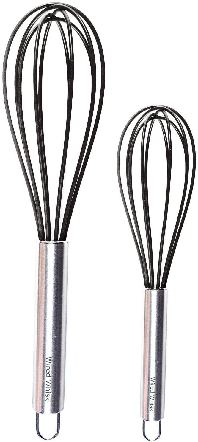 Wired Whisk Silicone Whisk Set of 2 Stainless Steel & Silicone Non