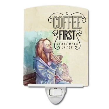 Caroline's Treasures BB5403CNL Coffee First Sign Ceramic Night Light, 6x4x3", multicolor