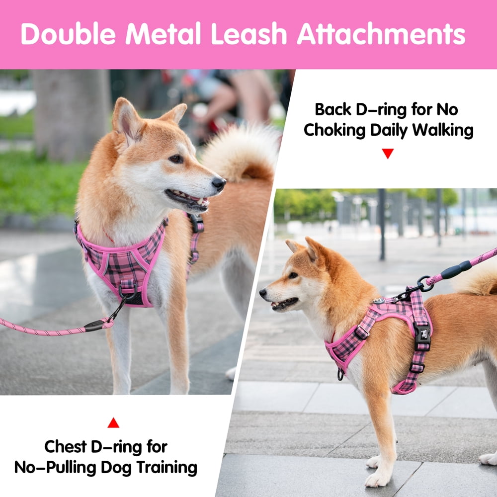PoyPet Dog Harness and Leash Combo, Escape Proof No Pull Vest Harness, Reflective Adjustable Soft Padded Pet Harness with Handle for Small to Large Dogs